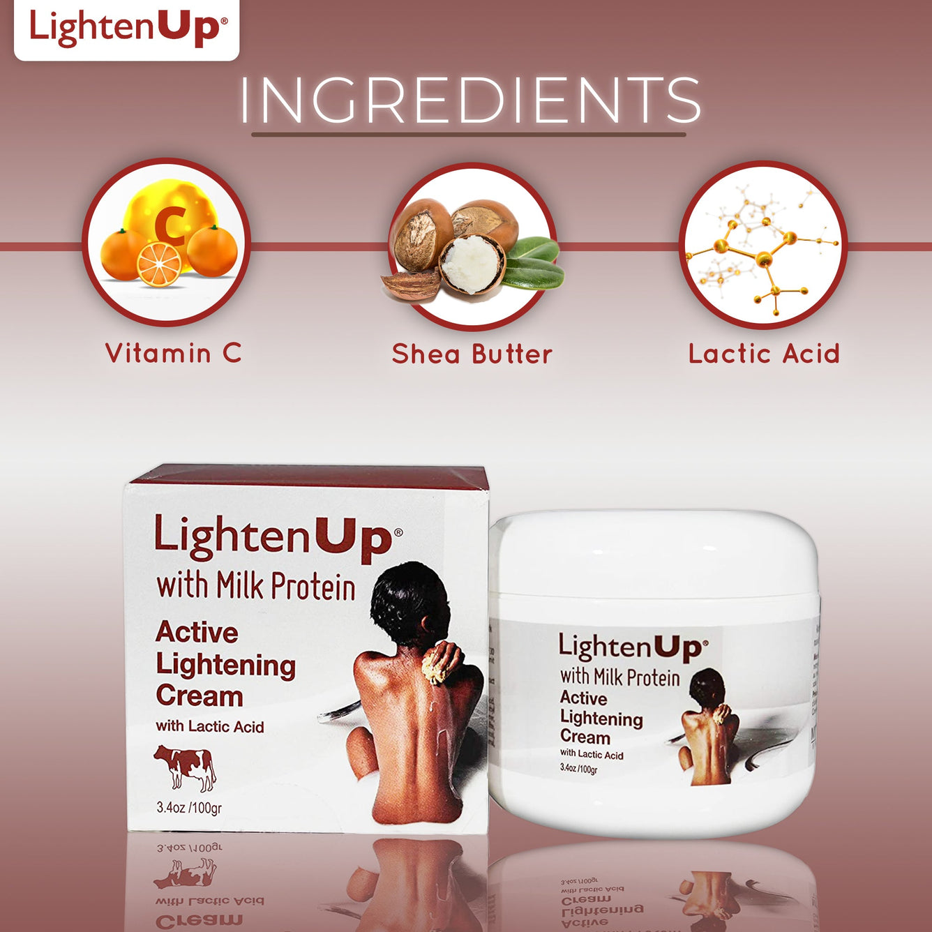 Omic Lightenup Lactic Acid Active Lightening Cream - 1004 / 3.5 Oz Mitchell Brands - Mitchell Brands - Skin Lightening, Skin Brightening, Fade Dark Spots, Shea Butter, Hair Growth Products