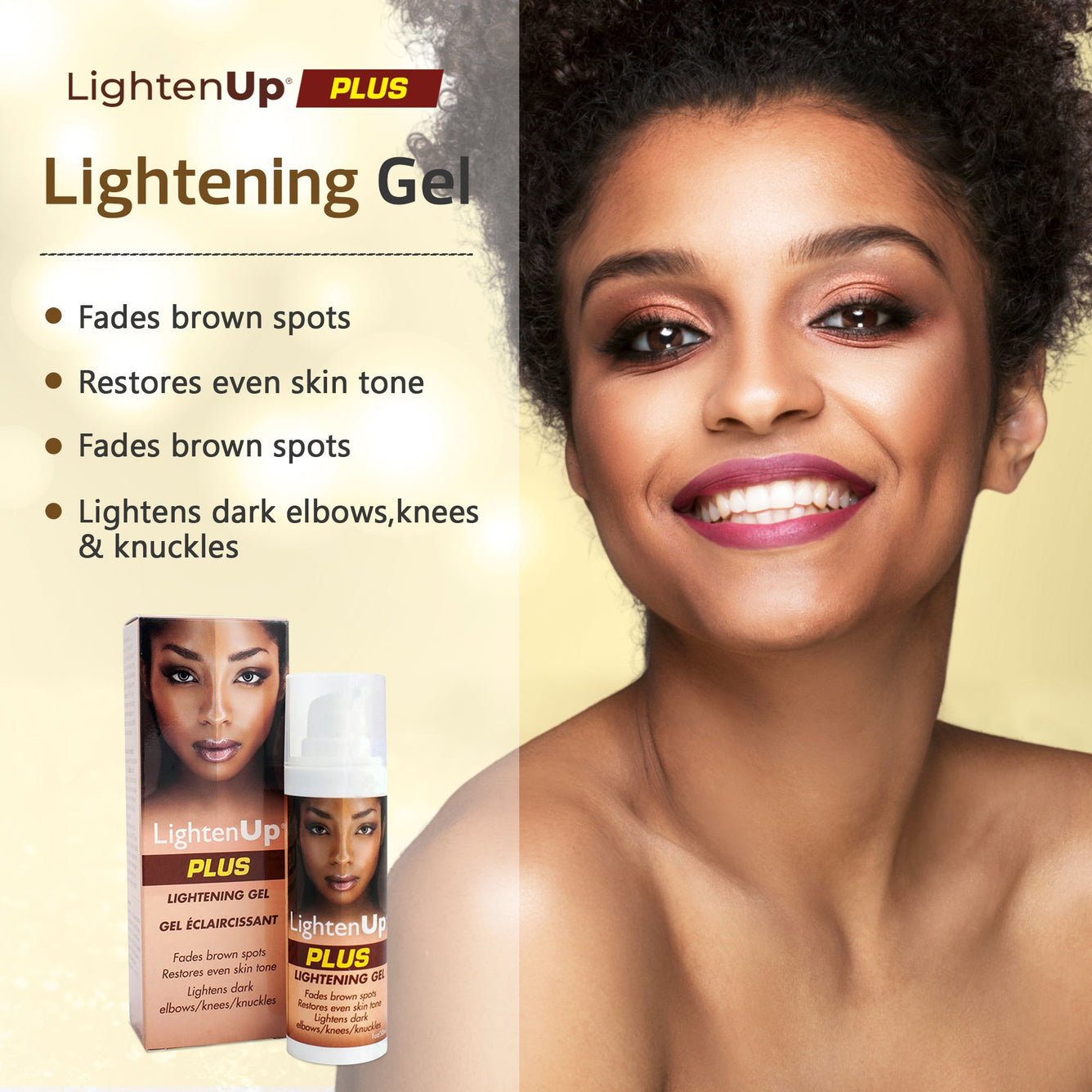 Omic LightenUp PLUS Lightening Gel - 30ml LightenUp - Mitchell Brands - Skin Lightening, Skin Brightening, Fade Dark Spots, Shea Butter, Hair Growth Products