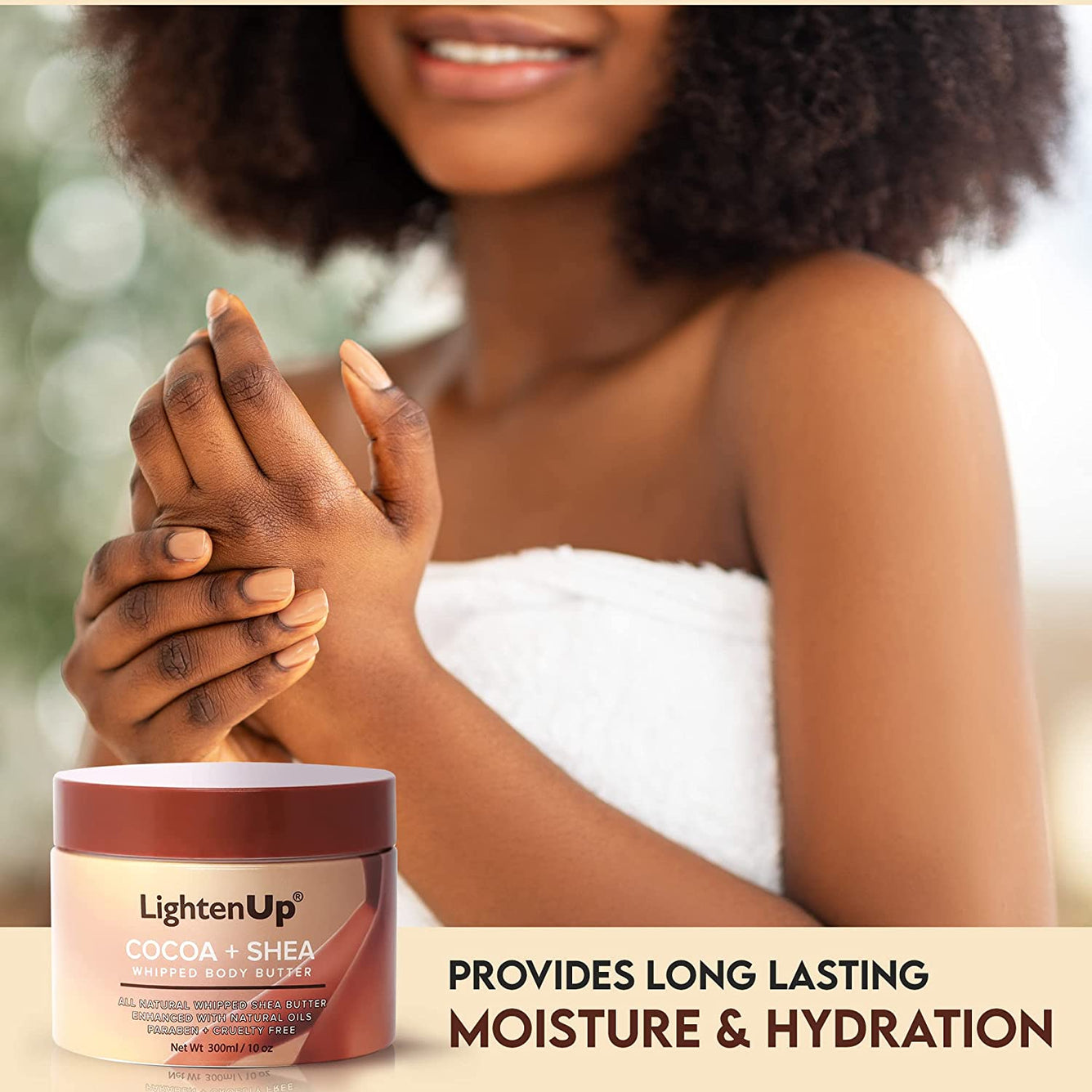 LightenUp Cocoa Shea Butter Jar 300 ml Mitchell Brands - Mitchell Brands - Skin Lightening, Skin Brightening, Fade Dark Spots, Shea Butter, Hair Growth Products