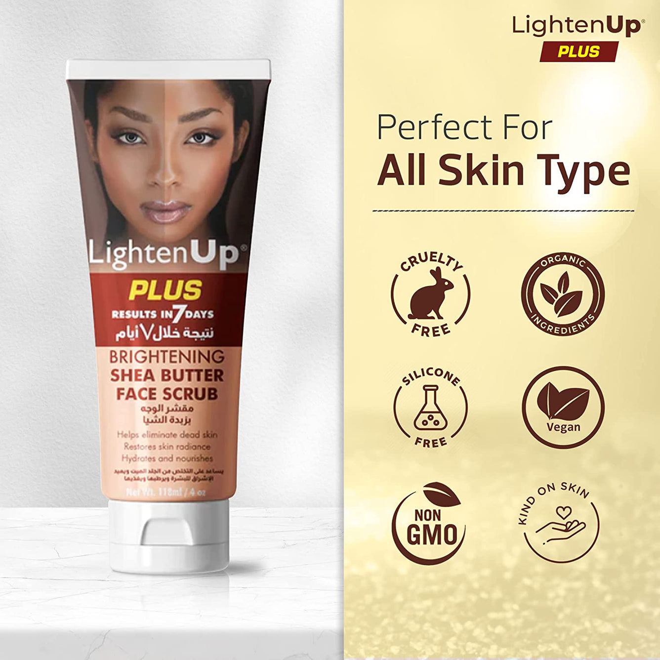 LightenUp Face Scrub 4 oz Mitchell Brands - Mitchell Brands - Skin Lightening, Skin Brightening, Fade Dark Spots, Shea Butter, Hair Growth Products