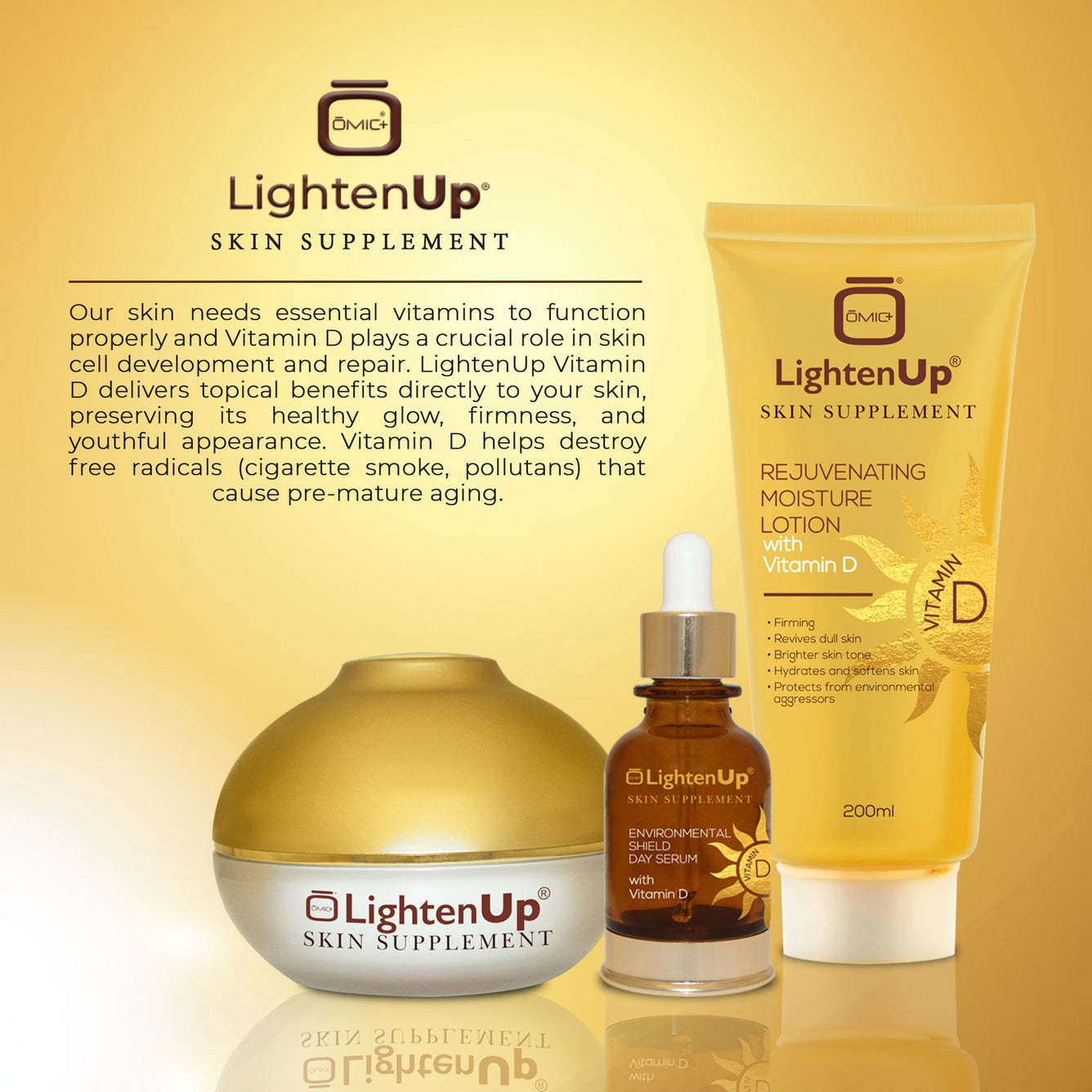 Omic LightenUp Collagen Boosting Cream with Vitamin D - 100ml LightenUp - Mitchell Brands - Skin Lightening, Skin Brightening, Fade Dark Spots, Shea Butter, Hair Growth Products